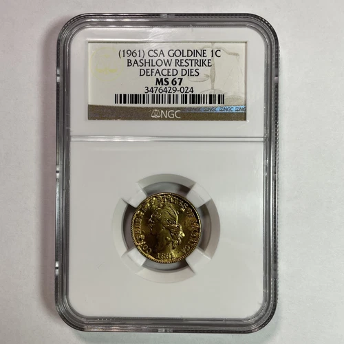 1961 Confederate States 1 Cent Bashlow Restrike NGC MS67 Coin #16027T