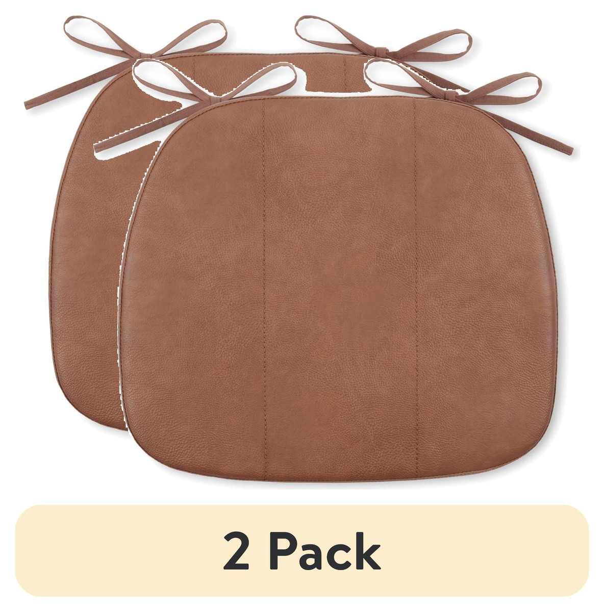 pack) Faux Leather Memory Foam Chair Pad, Brown, 15