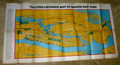 VINTAGE PANORAMIC MAP GREATER NEW YORK MAPS WORLDS FAIR 1939 CORN EXHANGE BANK