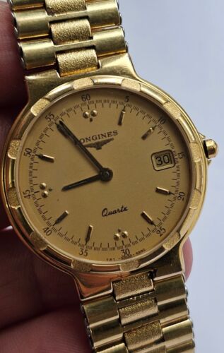 Longines Watch Conquest Quartz Date Gold Plated men's Vintage  - Picture 1 of 12