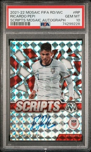 2021-22 Panini Mosaic FIFA #RP Ricardo Pepi Scripts Auto Rookie RC PSA 10 💎