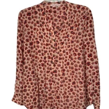 Rebecca Taylor Women's Pink Silk Poppy Floral Career Workwear Blouse Size 4