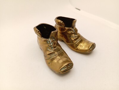 Vintage Paar* massive Messing STIEFEL Streichholzhalter, Maus Schlafschuhe Ornamente