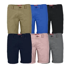 Mens Stretch Chino Short Casual Summer Wear Flat Front Slim Fit Plaid Half Pants