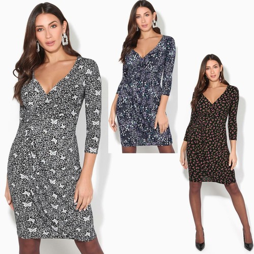 Womens Plunge Dress V Neck Midi Top 