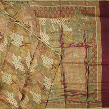 Namaste Vintage Brown Sarees 100 Pure Silk Printed Indian Sari 5YD Craft Fabric