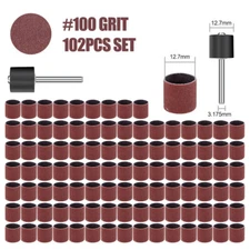 102 Pieces Sanding Drum Kit Sander Sleeves With Mandrels for Dremel Rotary Tool