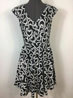 Myleene Klass Skaterkleid Herzmuster V-Ausschnitt UK 12 LN017 XX 01