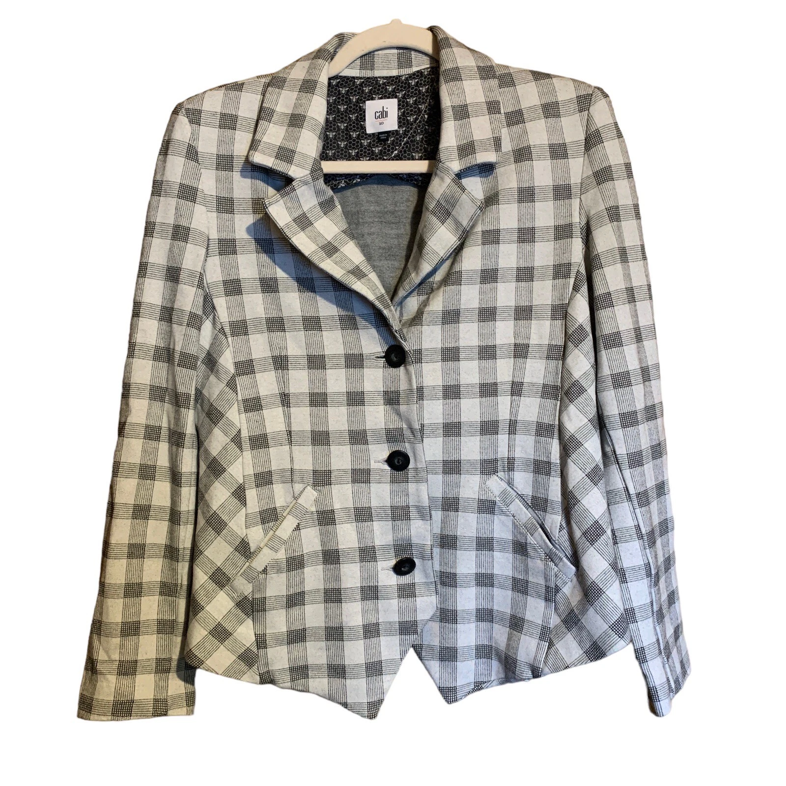 VALENTINO CABI 5292 Giacca Donna 10 Valentina Grigio Quadri Plaid Ponte Maglia Blazer