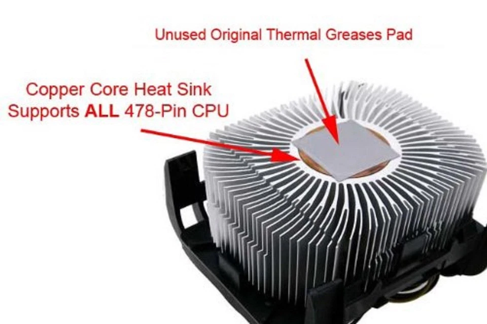 Intel Socket 478 Cooling Fan CPU Computer Cooler Exhaust Fans w/Mounting Bracket - Image 2 of 2
