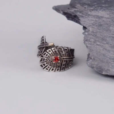 breiter offener Feder Ring-Ring mit Stein-Boho Schmuck-ausgefallene Ringe-Damens