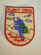 Vintage 70's Flight Crew The Adventure Begins Iron On Patch - Plane Pilot