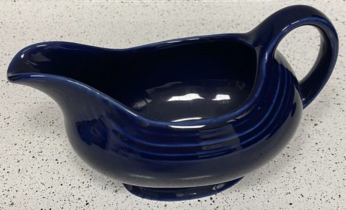 Vintage Retired Fiestaware HLC Cobalt Blue Gravy Boat Pour Thanksgiving Turkey