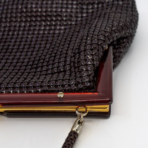 Vintage GLOMESH brown handbag - plastic/lucite frame - in original box - c1960s - Picture 14 of 16