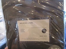 1 West Elm Belgian Linen Curtain panel drape 48 96 blackout slate New