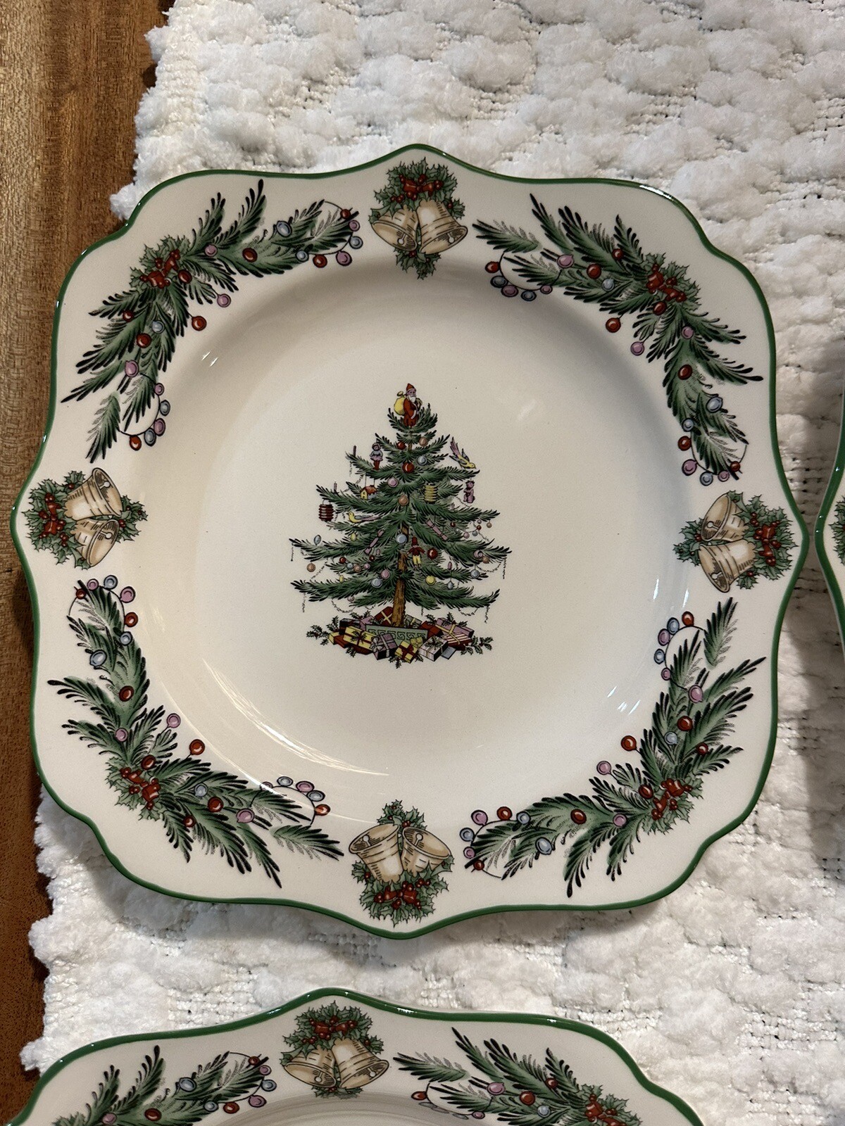Spode Christmas Tree Garland Square Scalloped 9” Plate Set Of 4 eBay
