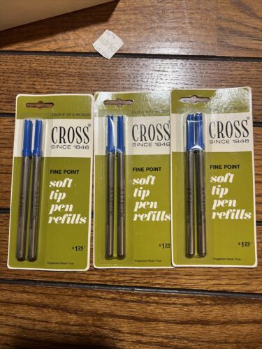 3 Packs of 2xCross Fine  Point Blue Ink Soft Tip Pen Refills - Picture 1 of 3