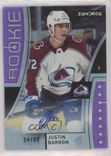2021-22 Upper Deck Synergy Rookies Purple 54/99 Justin Barron #104 Auto 4z8