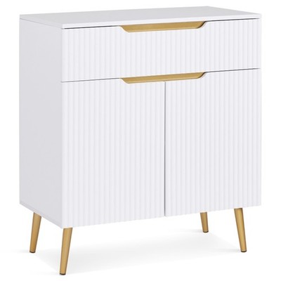 White Fluted Barber Station for Storage, Beauty Salon Freestanding Organizer
