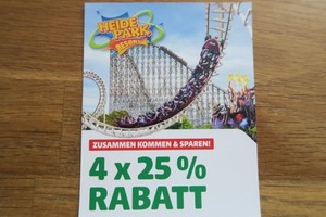 Heide Park Resort Gutschein  4x 25% Rabatt Coupon Freizeit Tickets Soltau Online