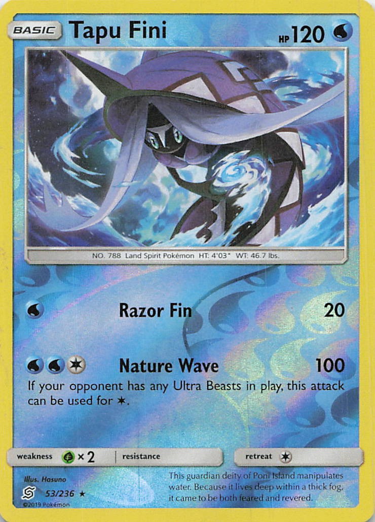 Tapu Fini Rare SM - Unified Minds 53/236 HP Reverse Holo DMG *READ DESC*