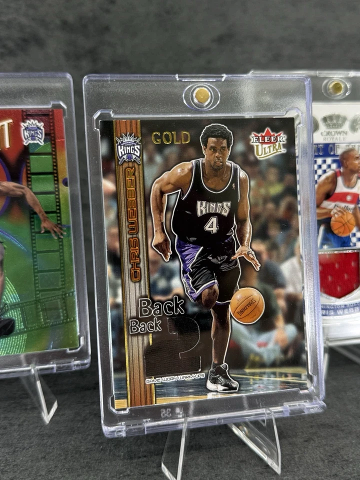 Chris Webber 3-card-lot: SSP, Game Worn, And Serial #d Cards. Kings - Image 2 of 4