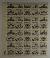 US SCOTT 1838-41 PANE OF 40 ARCHITECTURE STAMPS 15 CENT FACE MNH