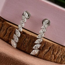 Pretty 3Ct Marquise Cut Simulated Diamond Drop Earrings In 14k White Gold Plated
