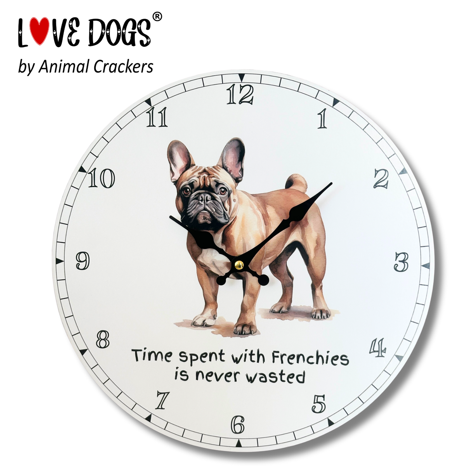 Wall Clock 'Time Spent With Frenchies Is Never Wasted' French Bulldog lover gift
