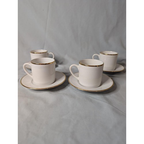10 Strawberry Street 4 Pc Tea Cup And Saucer Set White And Gold