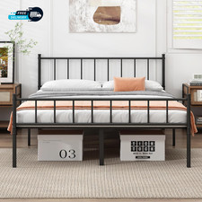 Full Bed Frame-Classic Metal Platform Bed Mattress Foundation Slat Support