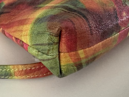 HOBO Leather Mara Crossbody Shoulder Bag Pink Yellow Floral Watercolor Zip EUC! - Picture 10 of 12