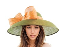 Orange Olive Green Kentucky Derby Hat Royal Ascot Church Ladies Race Day Tea