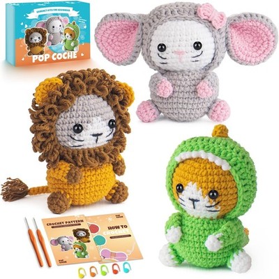 Crochet Kit for Beginners   Grassland Cats Amigurumi Set with Yarn & Tutorial 