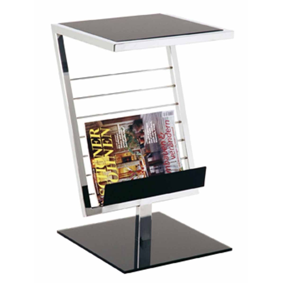 Table d'appoint design Revue 60cm noir pour bout de canapé de salon moderne