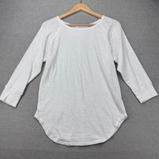 We The Free Batter Up Tee Womens M White Cotton 3/4 Sleeve Raglan Tee