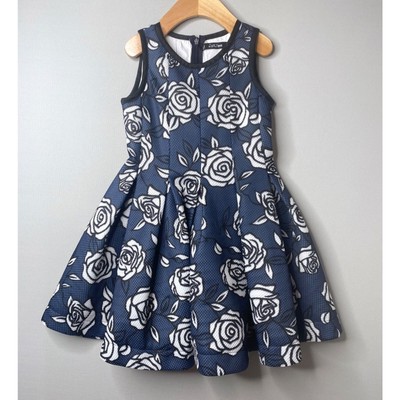 MONNALISA JAKIOO Girls ~4/5 Yrs (No Size Tag) Sleeveless Blue Floral Roses Dress