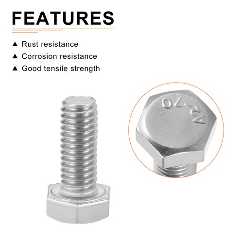 M6x16mm(DxL) 10Pack 304 Stainless Steel Hex Head Cap Screw Bolts - Picture 3 of 6