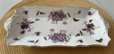Hammersley Victorian Violets Sandwich Tray Bone China 12 Lx5.75 Wx1 H Floral