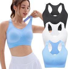 Sports Bras Pack for Women: Padded Support Adjustable Strap Racerback Bra for Wo