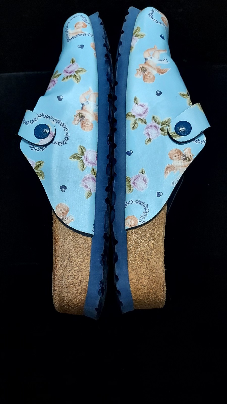 Papillio Birkenstock Boston Clogs UK 7 EU 40 Blue Cherub Floral Print - Rare image 10