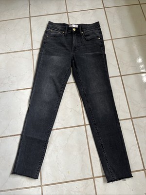 RP RACHEL PARCELL NEW! Black MID RISE SKINNY Jeans w/ Raw Hem Sz 25