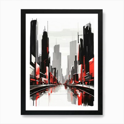 Stadtbild Ii Leinwandbild Kunstdruck gerahmt Wandbild Poster Leinwanddruck Bild