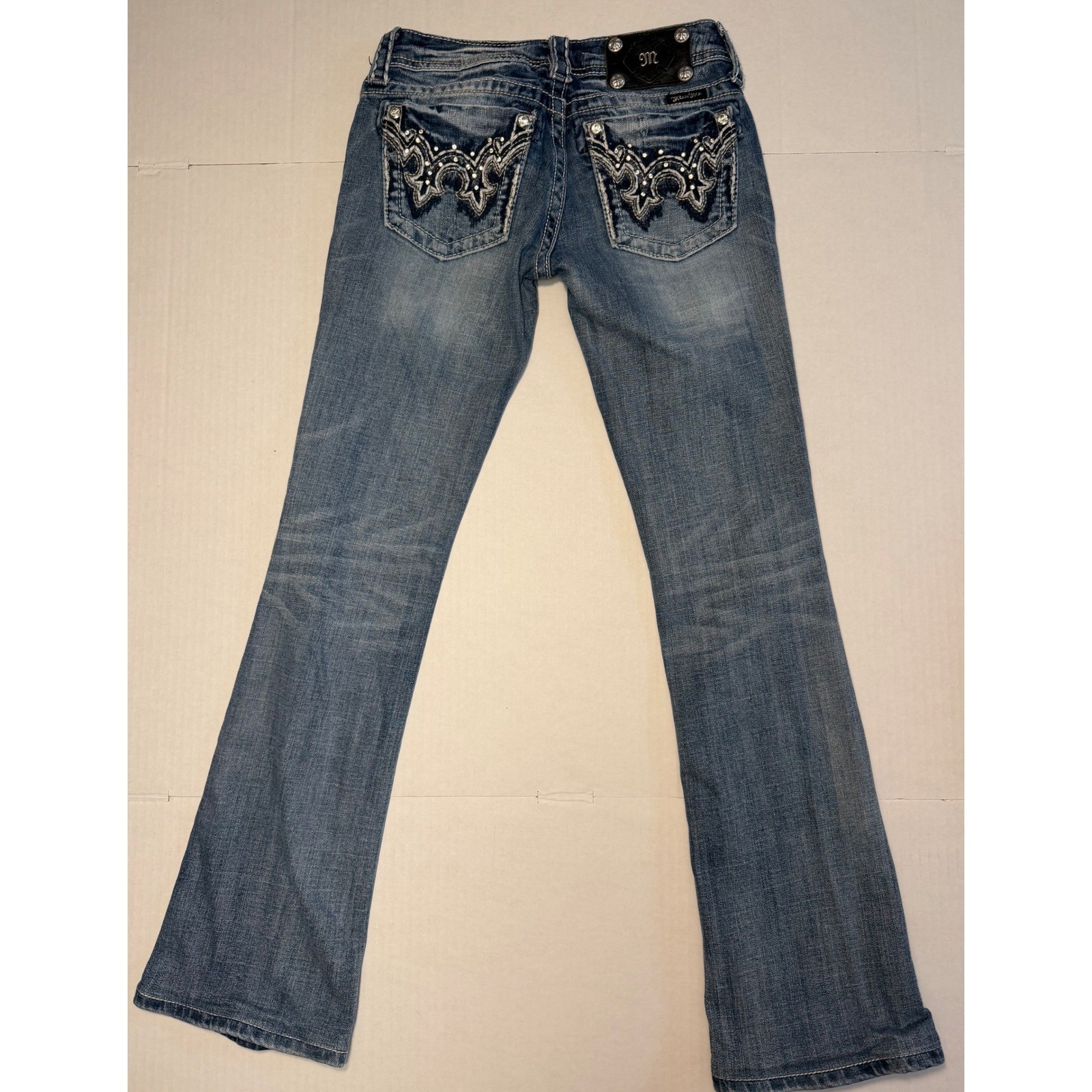 Miss Me Y2K Womens Bootcut Jeans Size 26 Medium Wash Blingy Low Rise Embellished image 3