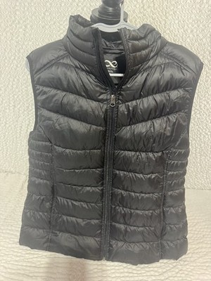 Be by Blanc Noir Taupe Quilted Zip Hood Puffer Jacket Size L Vest