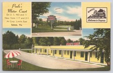 Poole's Motor Court Salem VA 1952 Virginia Linen Postcard