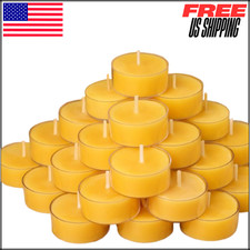 Pure Beeswax Tealight Candles 4hr Long Burn Natural Scented Clear Cups 20 Pack