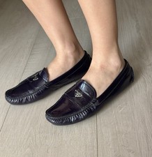 Prada Vintage Purple Patent leather Flats Loafers Size 40 1/2