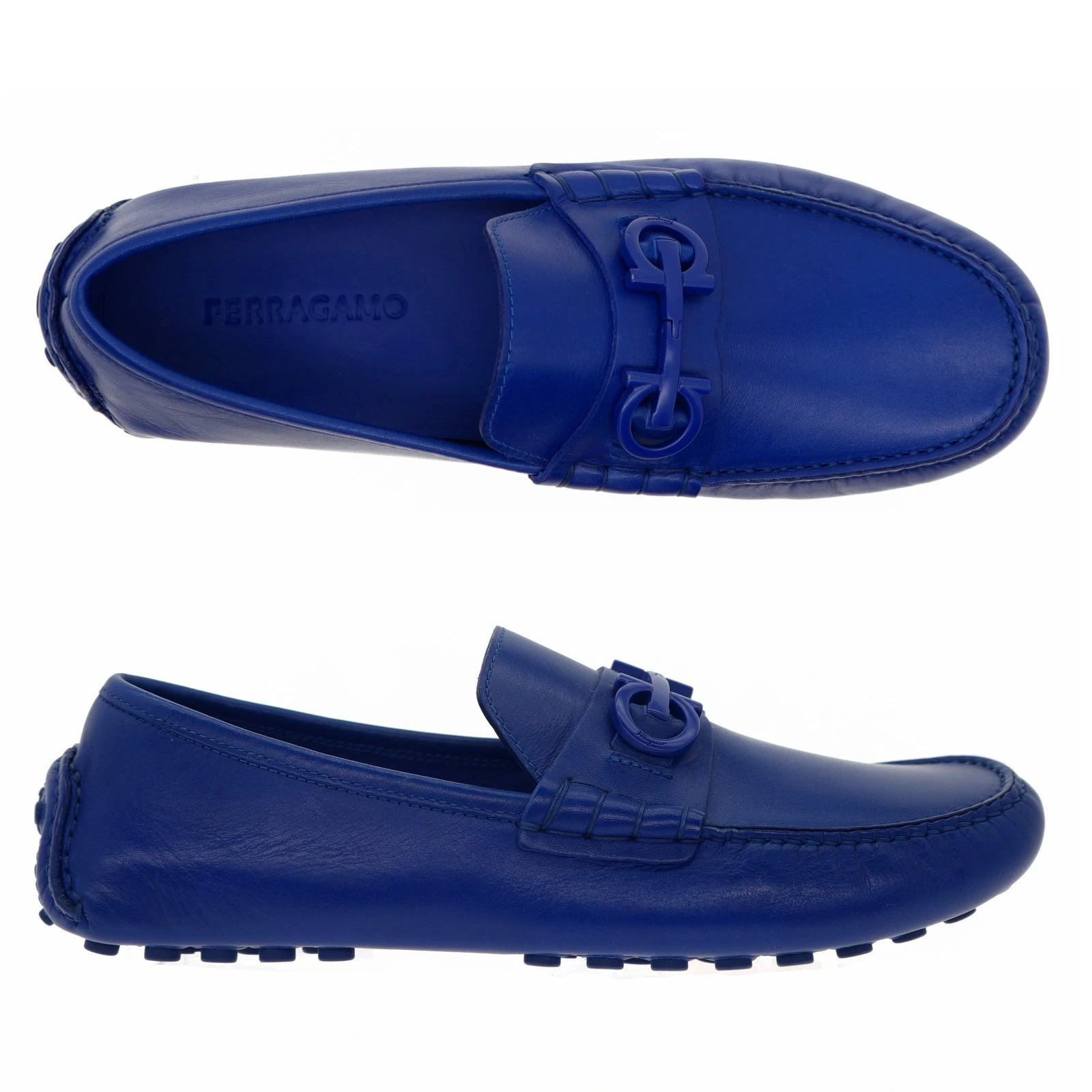 Ferragamo — Salvatore Ferragamo Grazioso Gancini Loafers Blue Leather Size 10 US New