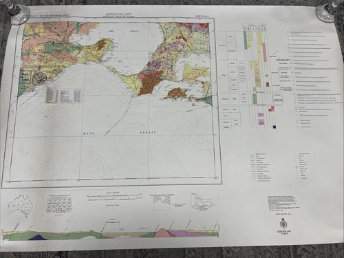 VINTAGE PLAN GEOLOGICAL SURVEY OF VICTORIA QUEENSCLIFF MINES DEPT ART 1970s
